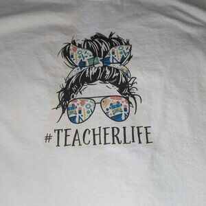 Jerzees Hidensi-T #Teacherlife 100% Cotton T Shirt‎